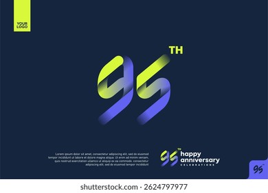 Celebração do 95º Aniversário Moderno com Número de Gradiente e Design Minimalista para Marcas Corporativas ou de Inicialização