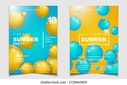 Moderna plantilla de fondo de diseño de portada a4 con una colorida ilustración de bola de esfera 3d. El vector dinámico puede utilizarse para la invitación a club, la danza del tema del afiche, la diversión de fiesta, el evento musical, el festival, los anuncios