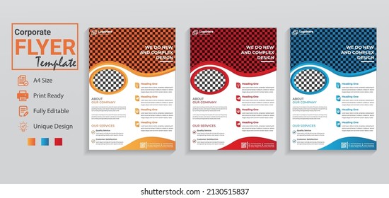 Modern A4 flyer set design for business commercial multipurpose use. This minimal leaflet brochure cover report design is used in promotion sale business advertising and a editable insert image poster