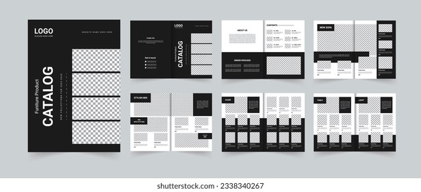 Modern A4 furniture product catalog design template black and white template