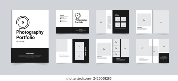 Modern A4 photography portfolio template design  with black and white color