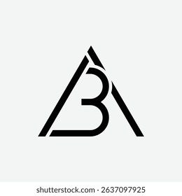 Modern Ab or Ba letter logo in triangle shape with line art style. Perfect for minimal branding, monogram identity, business, or creative digital design.