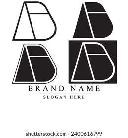 Modern AB logo collection with black and white background	
