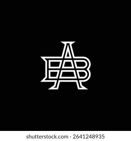 Modern AB monogram logo in geometric style with clean lines and symmetry. Ideal for branding, apparel, tech, or e sport teams. Fully editable EPS vector included
