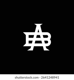 Modern AB monogram logo in geometric style with clean lines and symmetry. Ideal for branding, apparel, tech, or e sport teams. Fully editable EPS vector included