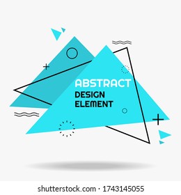 Modernes abstraktes Vektorbanner mit blauer Farbe und verschiedenen Elementen. Design in Memphis-Stil, flache geometrische Titel, bereit für den Druck-Design. Eps 10 Vektor