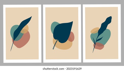 Modern abstrac leaves line art. Vector flat illustration. Design for pattern, poster.