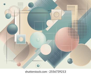 modern abstrack background  geometric shapes, Soft pastel tones of green, pink,creating a retro-futuristic, illustration vektor, web banner , background wallpapper, pattern design