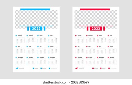 Modern abstract 2022 wall calendar design template