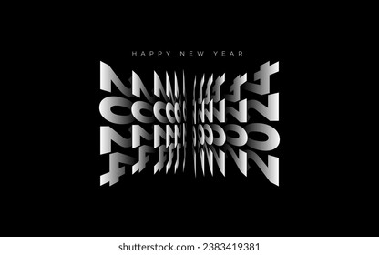 Vector 2024 moderno y abstracto. Feliz diseño del año 2024 con un diseño abstracto único. Diseño vectorial premium para afiches, banner, saludo y celebración del año 2024.