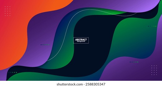 Modern abstract 3D background with green, orange and purple wave design. Vector Eps10