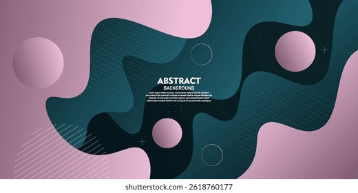 Modern abstract 3D background with pink and green wave design. Vector Eps10