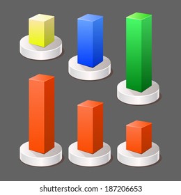 Modern Abstract 3d Chart Infographic Color Elements. Vector