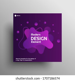 Modern abstract 3d design element with violet gradient and colorful elements, for posters, logo, banner etc. Layout for brand or magazine with violet details. Trendy graphic design. Eps 10 vector