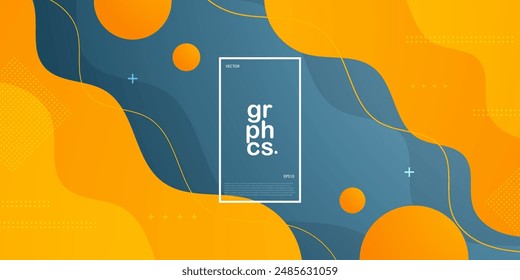 Modern abstract 3D fluid background with blue and orange color wave design background. Eps10 vector