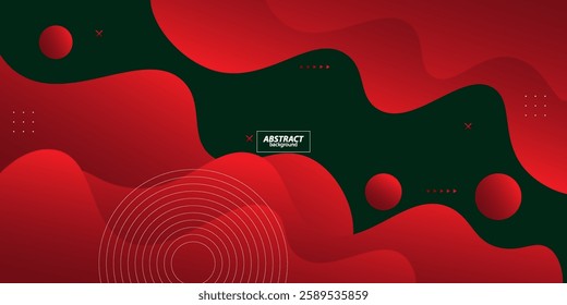 Modern abstract 3D fluid background with red and green color wave design. Vector Eps10