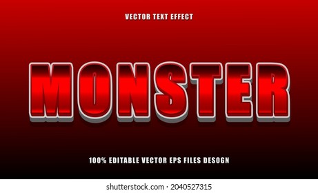 Modern Abstract 3d Gradient Red Word Monster Editable Text Effect Design Template. Effect Saved In Graphic Style