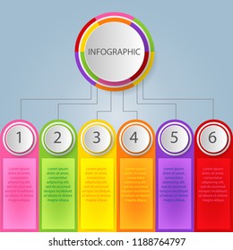 Plantilla infográfica 3D abstracta moderna con seis pasos para el éxito. Plantilla de círculos de negocios con opciones para folleto, diagrama, flujo de trabajo, línea de tiempo, Diseño web. Vector EPS 10