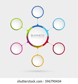 Modern abstract 3D infographic template with 6 steps. Business circle template with options for brochure, diagram, workflow, timeline, web design. Vector EPS 10