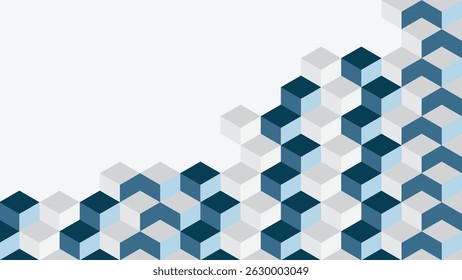 Modern abstract 3D isometric cube design featuring blue and white tones in a geometric block layout perfect for backgrounds and digital presentations