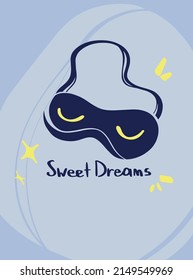 Modern abstract advertising with sleep. Sleep mask poster banner design. Sweet dreams. Abstract art vector.