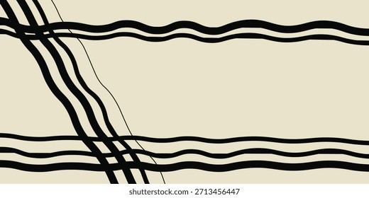  Fondo estético abstracto moderno con fases lunares y ondas geométricas. Decoración de pared en estilo boho. Impresión de arte minimalista de mediados de siglo. Diseño de Vector
