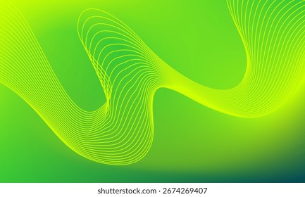 Moderner abstrakter ästhetischer grüner Farbverlauf-Hintergrund mit eleganten fließenden gekrümmten Linien, perfekt für digitales Design und kreative Projekte.