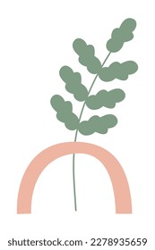 Modern abstract aesthetic house plants. Wall decor in boho style. Mid century vector print for cover, wallpaper, card, social media, interior decor