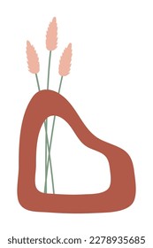 Modern abstract aesthetic house plants. Wall decor in boho style. Mid century vector print for cover, wallpaper, card, social media, interior decor