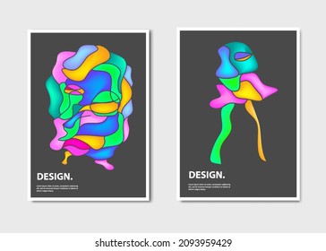Modern abstract aesthetic illustration colourfull. contemporary wall decor. collection creative artistic poster
