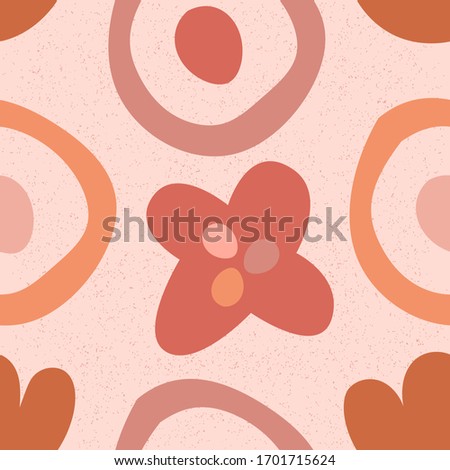 Modern abstract aesthetic seamless pattern with natural shapes. Terracotta colors. Contemporary art for fabric or wrapping paper, wall art, social media post, packaging. Vector illustration