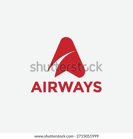 Modern abstract airways logo featuring a stylized letter “A” with smooth curved elements representing flight paths, air travel, speed, and global connectivity. Clean flat vector design in red color, suitable for airlines, aviation services, air transportation companies, logistics, travel brands, and corporate identity. Professional logo isolated on white background.