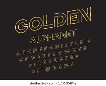 Modern abstract alphabet design with uppercase and numbers