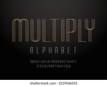 Modern abstract alphabet design with uppercase, numbers and symbol