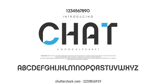 Moderne abstrakte Schriftart. Kreative Schriftart und mit Zahlen. Vektorgrafik