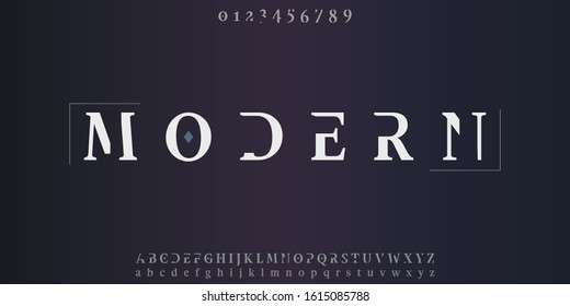 Modern abstract alphabet font with minimal design. Typography typeface  digital futuristic creative font. Classic vector illustration lettering. Elegant and modern vector style.