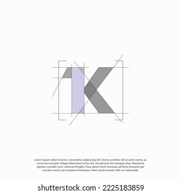 Modern and abstract Alphabet letters Initials Monogram Simple Logo K1, 1K sketch concept for architect logo design vector