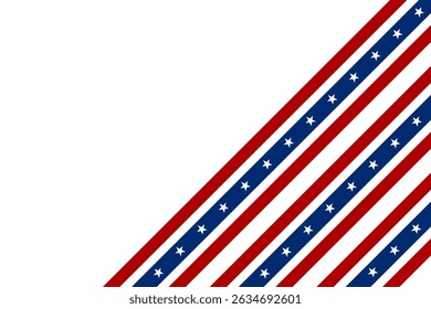 Modern Abstract American Flag with Stars and Stripes for National Celebrations. 4th of July. Copy Space. Vector Illustration