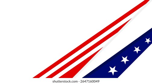 Modern Abstract American Flag with Stars and Stripes for National Celebrations. 4th of July. Copy Space. Vector Illustration