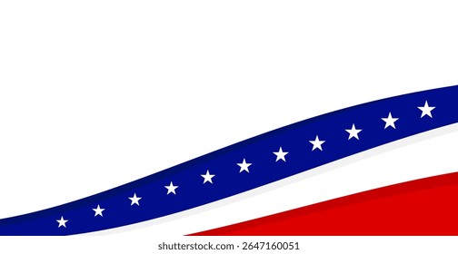 Modern Abstract American Flag with Stars and Stripes for National Celebrations. 4th of July. Copy Space. Vector Illustration