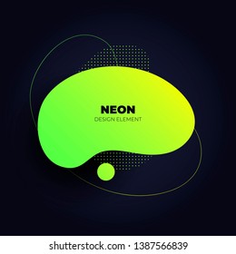 Modern abstract amoeba banner. Flat gradient green to yellow liquid neon style frame on black background. Template for trendy design of a poster, logo, flyer of presentation. EPS10 Illustration