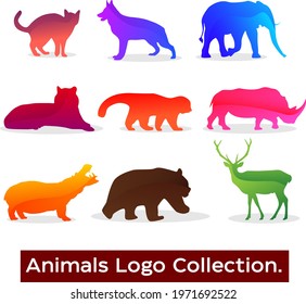 Modern Abstract Animals Gradient Style Logo Collection Vector eps 10. Famous Animals Minimal gradient Logo Collection