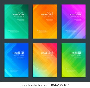 Modern abstract annual report, flyer design, brochure templates set. Vector illustration for business covers, corporate presentation banners. Geometric lines.