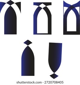 Coleção moderna de logotipo de arco abstrato com formas geométricas curvas suaves