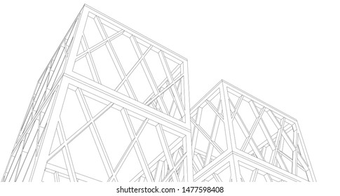 modern abstract architecture 3d illustration