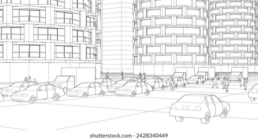 moderna arquitectura abstracta ciudad ilustración 3d
