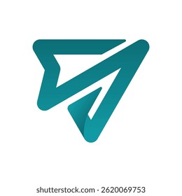 Modern Abstract Arrow Logo with Teal Paper Airplane Shape