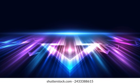 Modern abstract arrows. High-speed technology movement. Dynamic motion on blue background. Movement futuristic pattern for banner or poster. Vector EPS10.