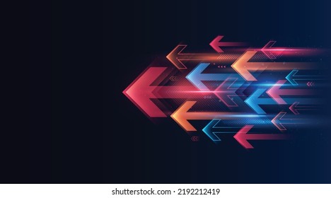 Modern abstract arrows moving at high speed. Dynamic motion. Technology movement pattern for banner or poster design. Vector EPS10.
