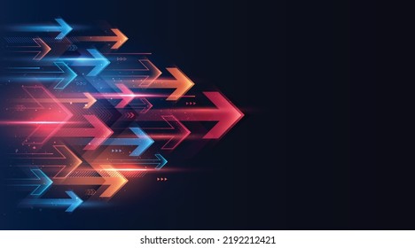 Modern abstract arrows moving at high speed. Dynamic motion. Technology movement pattern for banner or poster design. Vector EPS10.